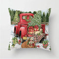 Axyaa Red Truck Christmas Tree Pattern Cushion Cover Home Decor 45X45CM
