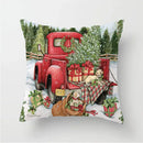 Axyaa Red Truck Christmas Tree Pattern Cushion Cover Home Decor 45X45CM