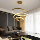 Axyaa Gold Circle Chandelier: Modern LED Indoor Lighting Fixtures