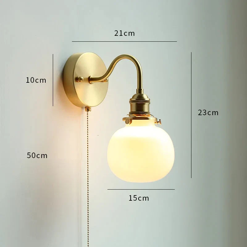 Axyaa Ceramic Modern Wall Lamp with Pull Switch and LED Light
