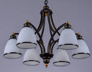 Axyaa American Country Iron Chandelier with White Glass - Ideal for Suspension Lighting in Any Room