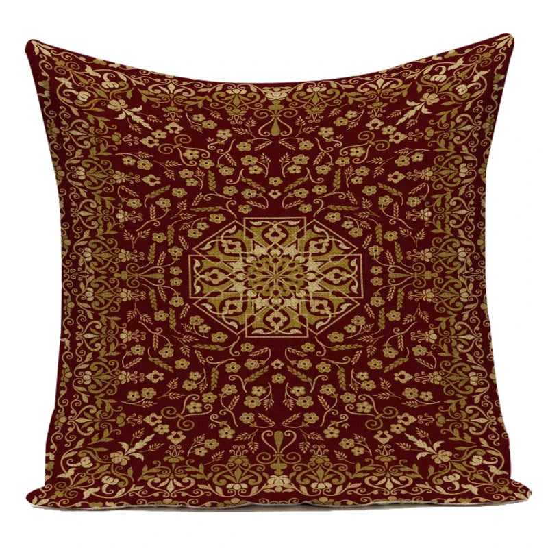 Axyaa Moroccan Mandala Linen Cushion Covers for Vintage Home Decor
