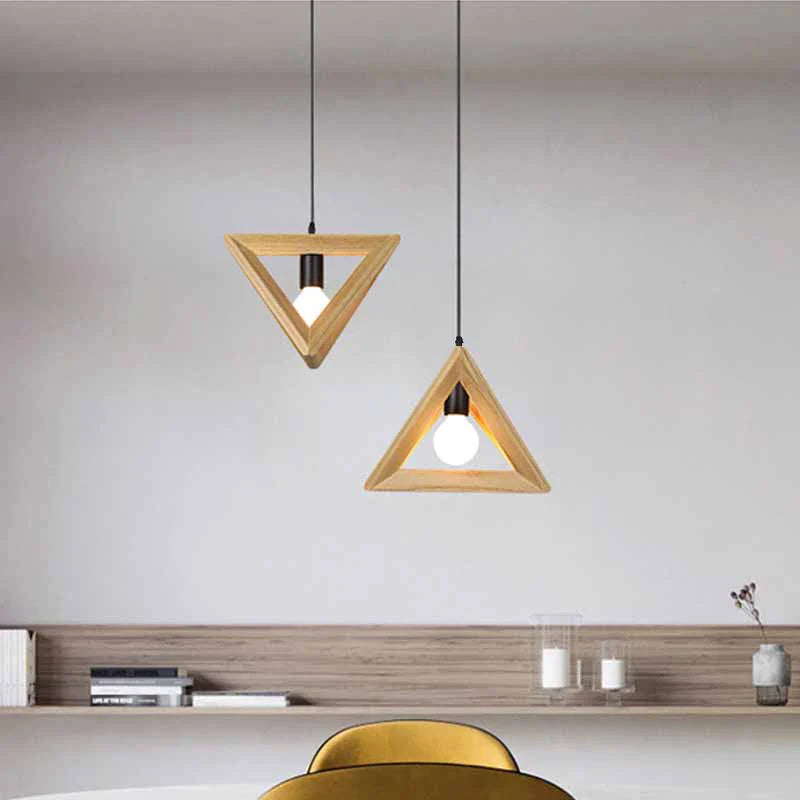 Axya Solid Wood Triangle Pendant Light for Home Décor and Lighting