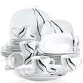 Axyaa 30-Piece Porcelain Dinnerware Set with Cups and Plates
