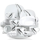 Axyaa 30/60-Piece Porcelain Ceramic Dinner Set with Cups Saucers Plates - Elegant Collection