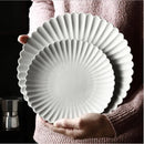 Axya Gray Petal Ceramic Dinner Plate Kitchen Tray Bowl Soup Cook Tool