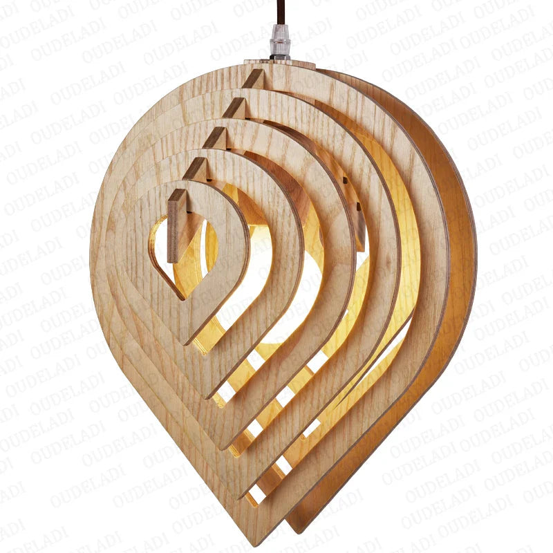 Axya Wooden Water Drop Pendant Light - Nordic Style Home Lighting