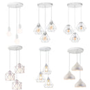 Axyaa White Iron Cage Pendant Lights - Modern Chandelier for Living Room