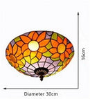 Axyaa Stained Glass Round Ceiling Light for Asile, Bedroom, Kitchen