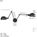 Axyaa Loft Antique Swing Arm Wall Sconce with 3 Heads Black Finish