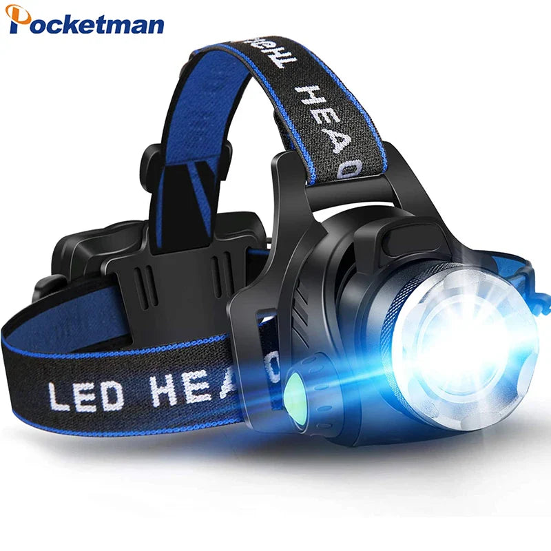 Axya Zoomable Rechargeable Headlamp Waterproof Head Light High Lumens Flashlight