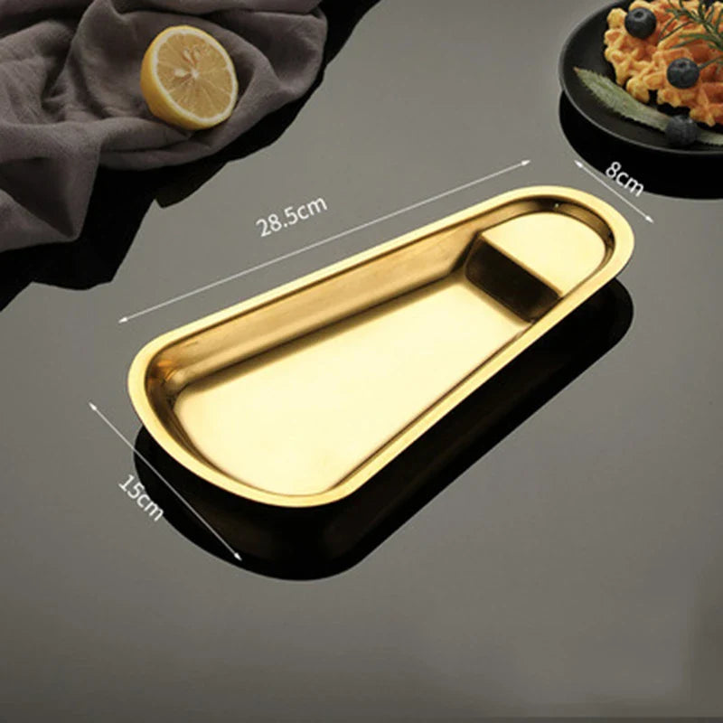 Axyaa Stainless Steel Food Storage Tray Dessert Plate Snack Pan Buffet Tableware