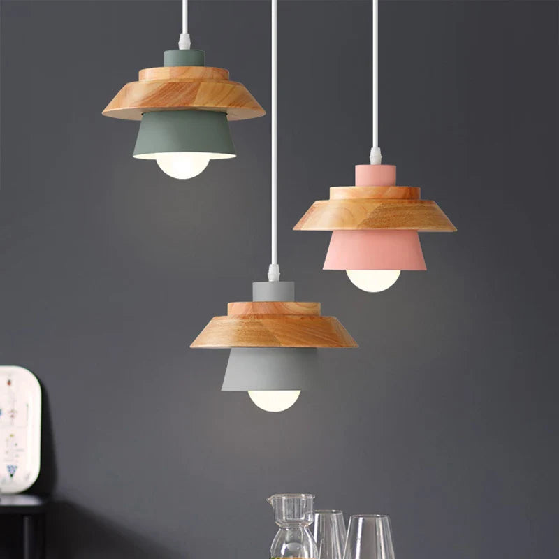 Axyaa Nordic LED Pendant Light - Modern Simplicity Iron and Wood Decoration