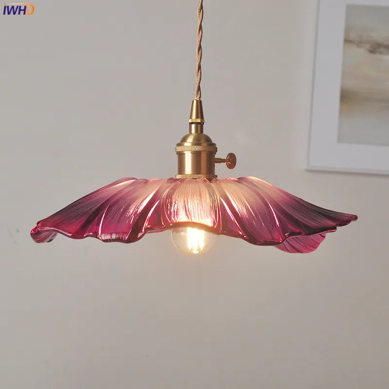 Axyaa Nordic Purple Glass LED Pendant Light, Modern Hanging Lamp for Bar, Bedroom, Dinning Room