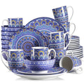 Axyaa Bohemian Mandala Porcelain Dinnerware Set - Dinner, Dessert Plate, Bowl, Mug