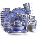 Axyaa Bohemian Mandala Porcelain Dinnerware Set - Dinner, Dessert Plate, Bowl, Mug