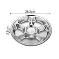 Axyaa Stainless Steel Divided Round Serving Tray Dinner Plates Canteen Lunch Dishes