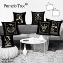 Axyaa Mexico Skull Decor Pillow Cover - Black Tarot Horror Ghost Home Decor