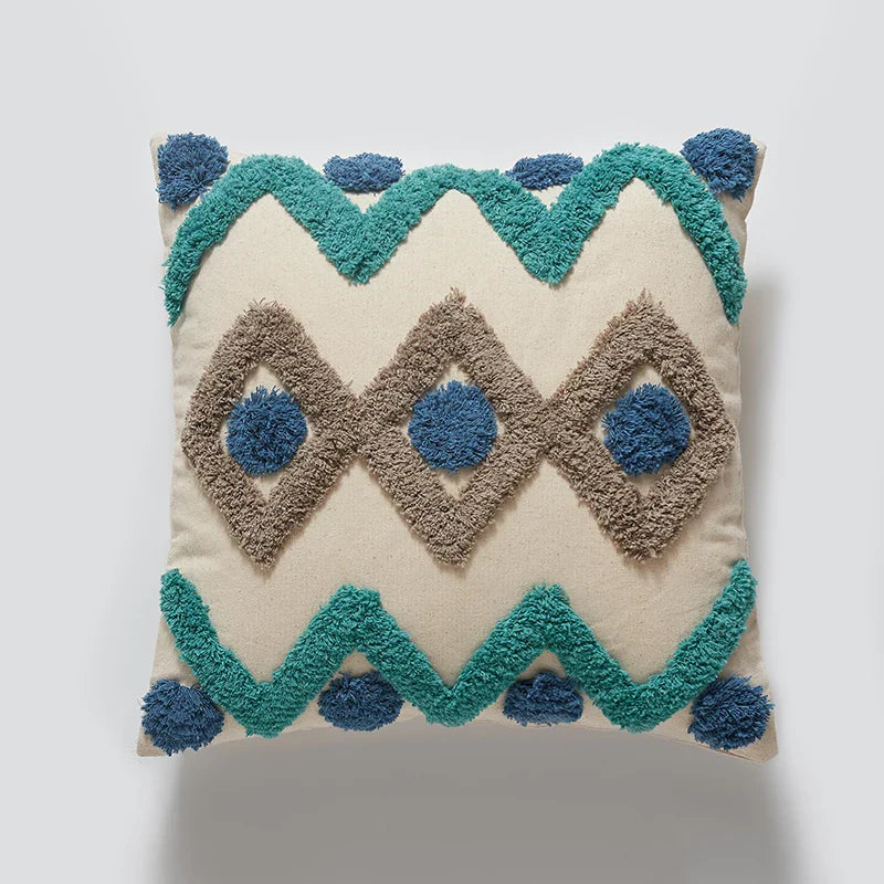 Handmade Moroccan Style Tuft Cushion Cover by Axyaa - 45x45cm/30x50cm