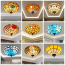 Axyaa Stained Glass Round Ceiling Light for Asile, Bedroom, Kitchen