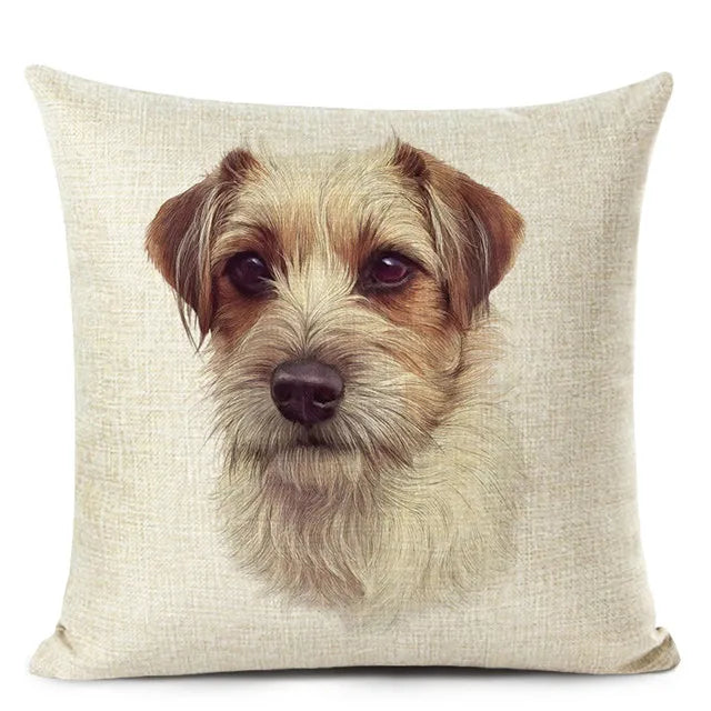 Colourful Bull Terrier & Dachshund 3D Cushion Cover for Home Sofa by Axyaa