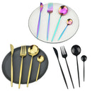 Axyaa Rose Gold Western Style Dinnerware Set Stainless Steel Silverware Cutlery