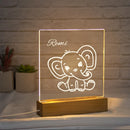 Axyaa Elephant 3D Nightlight Customized Name USB Lamp, Kids Gift, Christmas Bedroom Decor