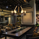 Axyaa Vintage Ring Chandelier, Loft Style, 6/8 Lights, American Edison, Wrought Iron, Rustic Loft Retro