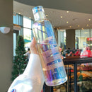 Axyaa 500ml Glass Water Bottle with PU Cup Holder and Time Marker