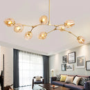 Axyaa Modern Nordic Glass Chandelier - Black Gold Loft Living Room Bedroom Hanging Lamp