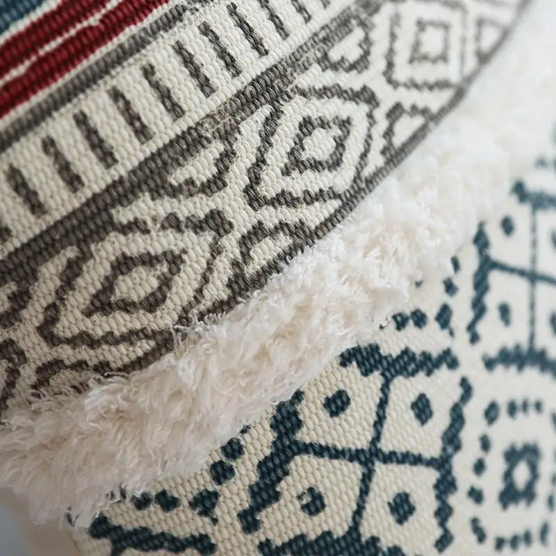 Moroccan Style Tassel Cushion Cover 45x45cm for Home Decor Sofa Bed - Axyaa