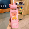 Axyaa Square Pastel Straw Bottle: Large Capacity Cute Water Bottle for Travel & Outdoor Sports