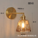 Axyaa Copper Glass LED Wall Lamp Switch Japanese Nordic Style Bedroom Bathroom Mirror Stair Light Wall Sconce