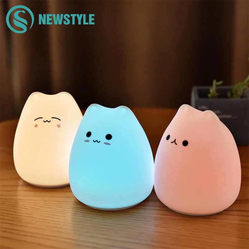 Axyaa Cat Silicone LED Night Light Touch Sensor Bedroom Lamp