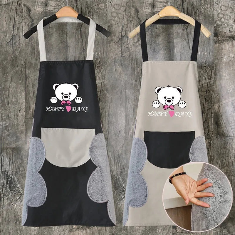 Axya Bear Apron Set: Creative Waterproof Waist Kitchen Cooking Towel with Oversleeve