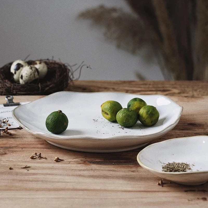 Axya Ceramic Irregular Deep Dish Bowl Plate Set for Restaurants & Wholesale