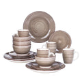 Axyaa 16-Piece Porcelain Dinner Set - Vintage Look Ceramic Plate, Bowl, Mug Set