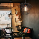 Industrial Vintage Loft Pendant Iron Cage Light by Axyaa - Black