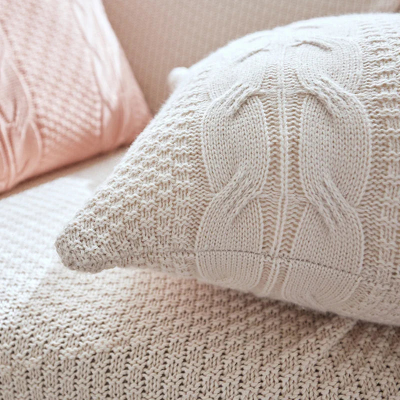 Axyaa Cable Knit Cushion Cover Soft Solid Pillow Case, 45cm*45cm, 5 Colors
