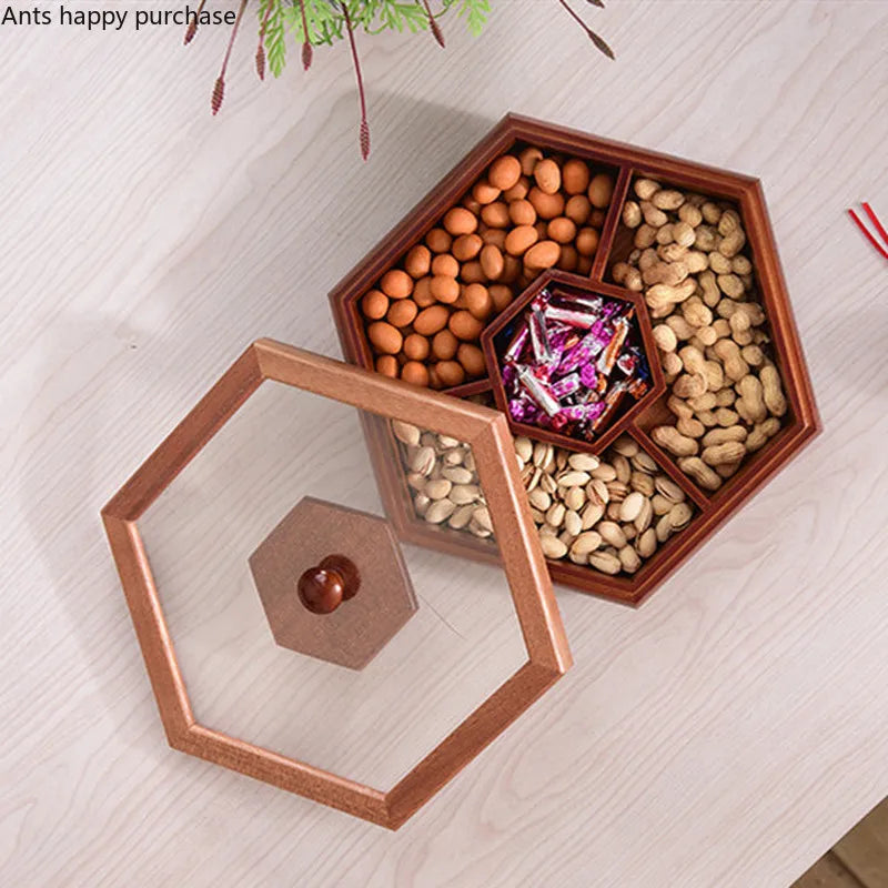 Axya Solid Wood Dried Fruit Snack Storage Box for Living Room Organizing