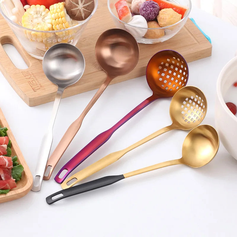 Axyaa 304 Stainless Steel Soup Spoon Colander Kitchen Utensil