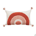 Axyaa Pink Rainbow Tufted Diamond Pillow Cover for Living Room Girls Room