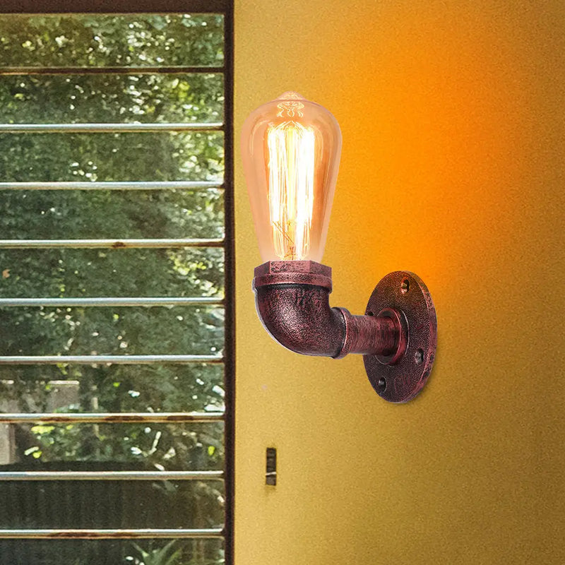 Rustic Water Pipe Wall Light Vintage Loft Sconce by Axyaa