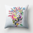 Axyaa Halloween Floral Skull Print Cushion Cover - Nordic Style 45X45CM