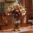 Axyaa European Resin Vase & Artificial Flower Set for Home Office Decor