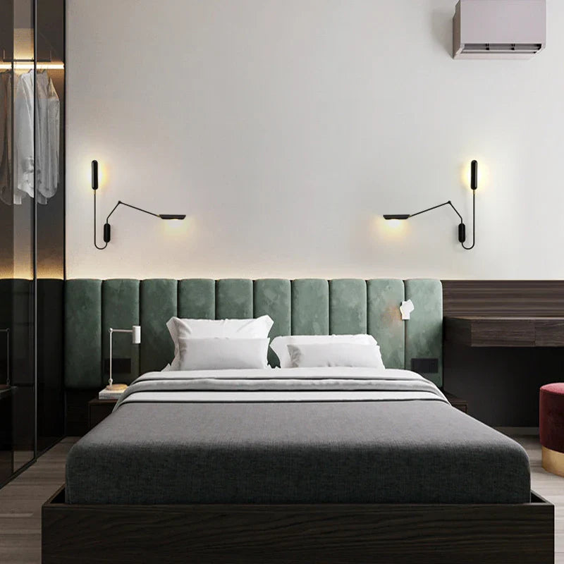 Axyaa Industrial Loft Wall Lamp | Creative Long Arm Bedside Light