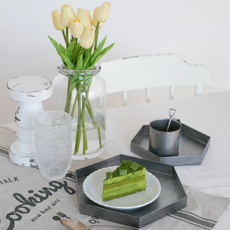 Axya Hexagon Jewelry Storage Tray - Elegant Desktop Decoration and Dessert Plate