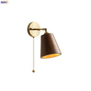 Axyaa Adjustable Wooden Wall Lamp with Copper Arm, Modern LED Wall Sconce