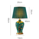 Axyaa Retro Green Ceramic Table Lamp - Elegant Bedroom Living Room Decor