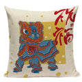 Axyaa Cartoon Tiger Lion Dance Pillow Case Cover for Bed Sofa Decoration